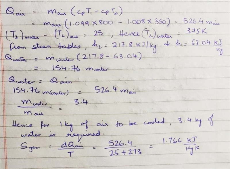 A co-flowing heat exchanger receives air at 800K and 15 MPa and water at 15oC and-example-1