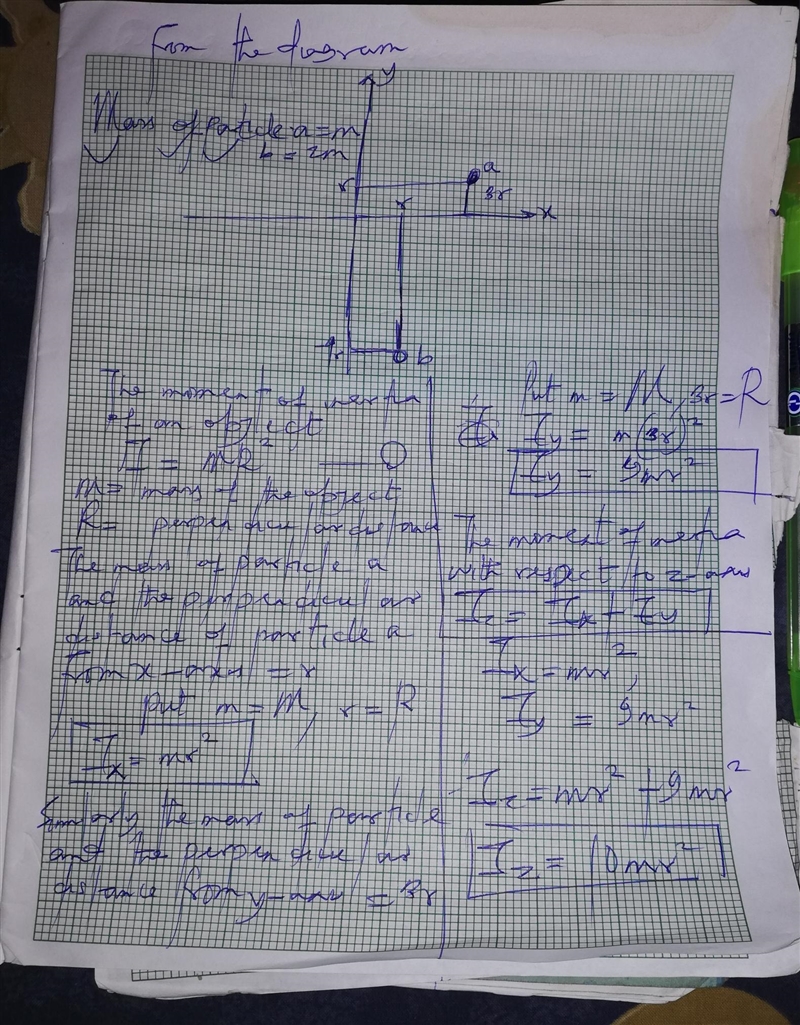 Find the moment of inertia Ix of particle a with respect to the x axis (that is, if-example-1