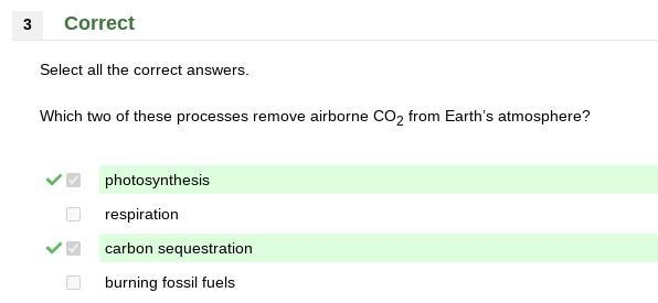 Select all the correct answers. Which two of these processes remove airborne CO2 from-example-1