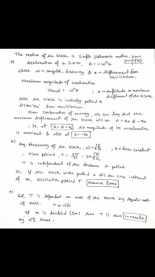 Question 2: Sliding block (8 points) A block of mass m is attached to a wall with-example-1