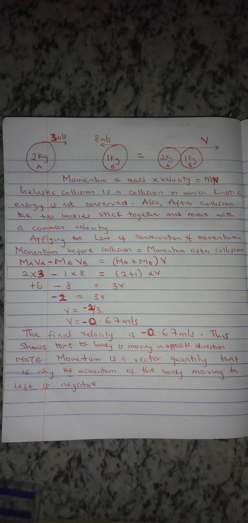 A 2.0 kg lab car moving to the right with an initial velocity of 3.0 m/s collides-example-1