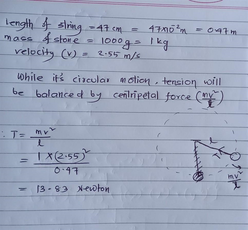 What tension must a 47.0 cm length of string support in order to whirl an attached-example-1