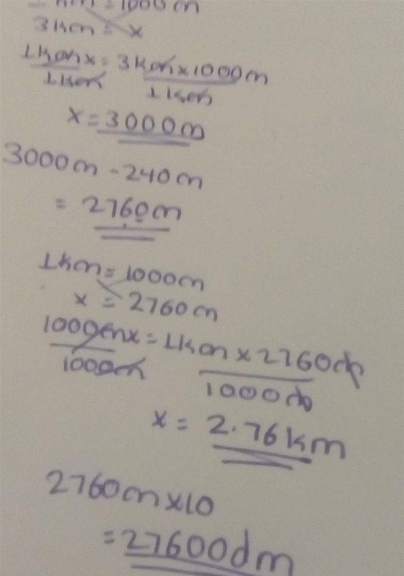 The distance between my home to school is 3 km and 240 m. what is the distance in-example-2