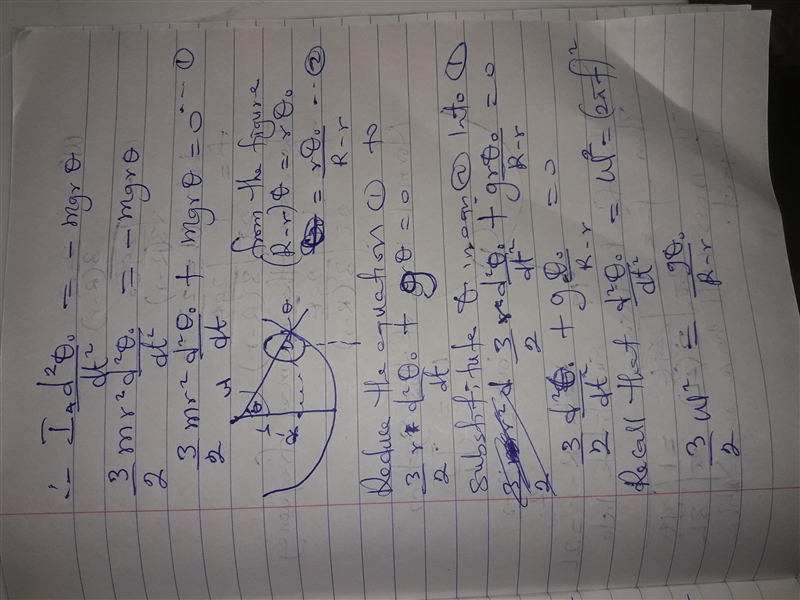 A uniform solid cylinder of radius r and mass m can roll inside a hollow cylinder-example-2