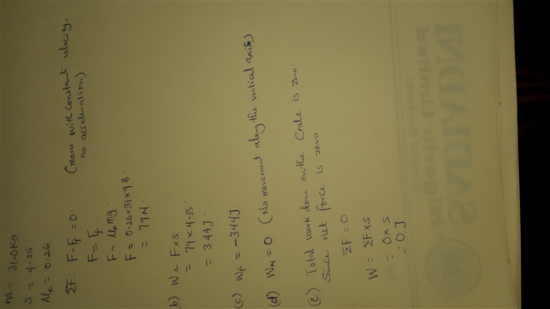 A factory worker pushes a crate of mass 31.0 kg a distance of 4.35 m along a level-example-1