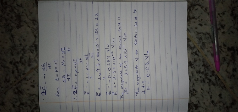 A long, thin solenoid has 155 turns per meter and radius 1 m. The current in the solenoid-example-2