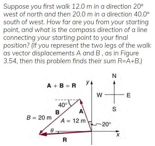 Suppose you first walk 12.0 m in a direction 200 west of north and then 20.0 m in-example-1