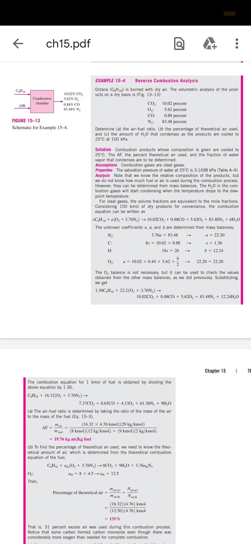 Octane (C8H18) is burned with dry air. The volumetric analysis of the products on-example-1