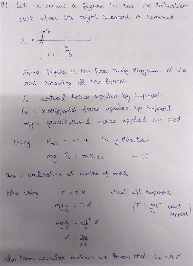 A uniform rod of length l and mass m rests on supports at its ends. The right support-example-1