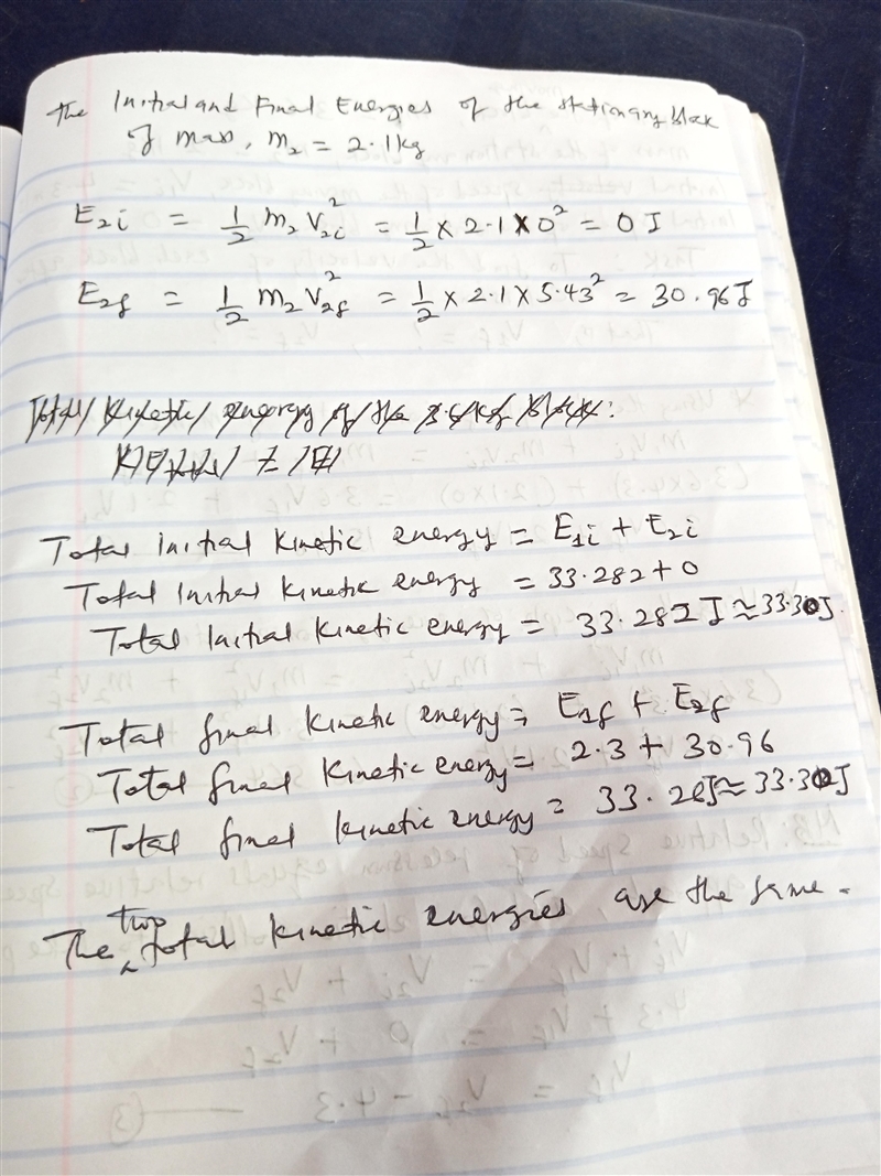 A 3.6 kg block moving with a velocity of 4.3 m/s makes an elastic collision with a-example-3