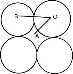 4 identical coins of mass M and radius R are placed in a square, so the center of-example-1