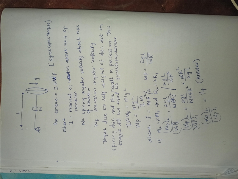 Consider a disk, having mass and radius , that spins rapidly about an axle at its-example-1