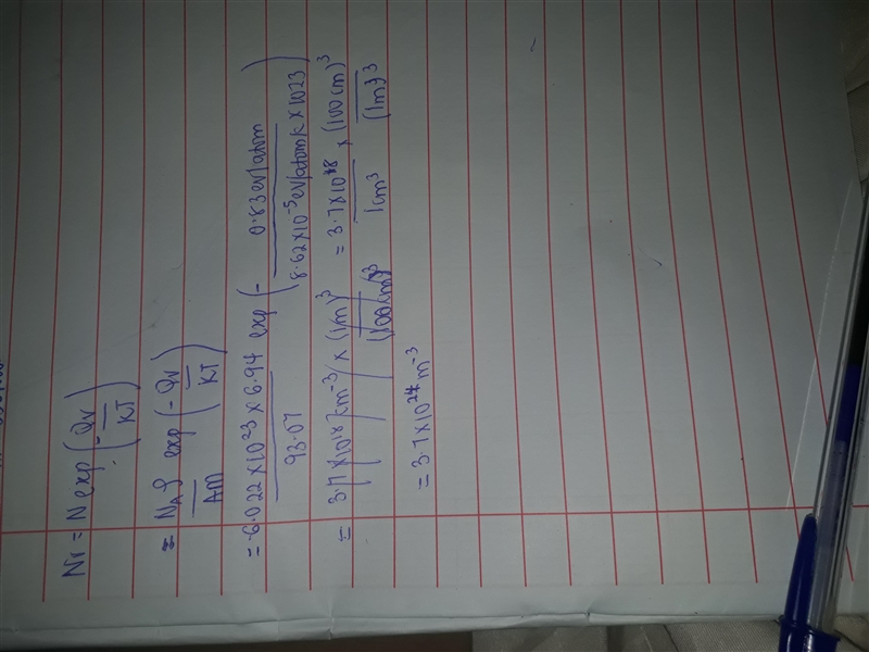 Calculate the number of vacancies at 561°C given that the energy for vacancy formation-example-1