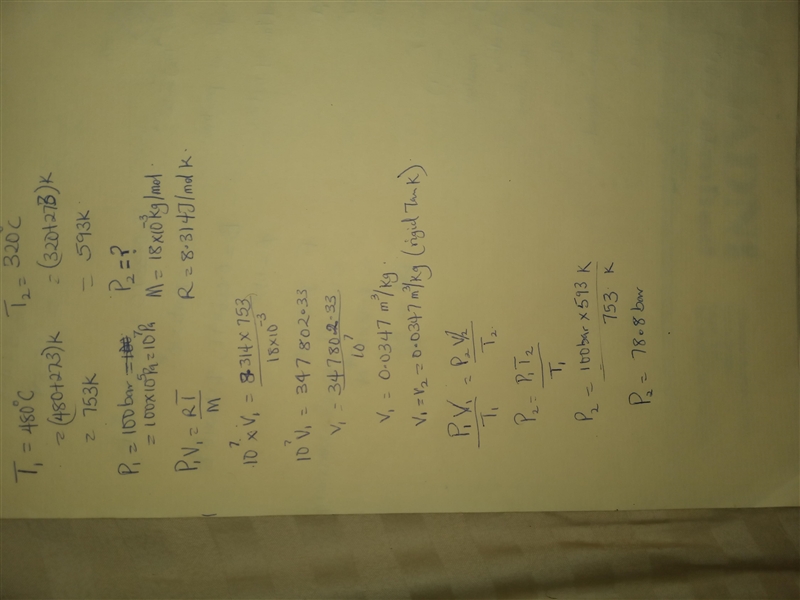 Water vapor is cooled in a closed, rigid tank from T1 = 480°C and p1 = 100 bar to-example-1