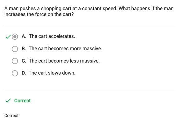 A man pushes a shopping cart at a constant speed. What happens if the man increases-example-1