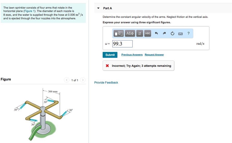 The lawn sprinkler consists of four arms that rotate in the horizontal plane. The-example-1