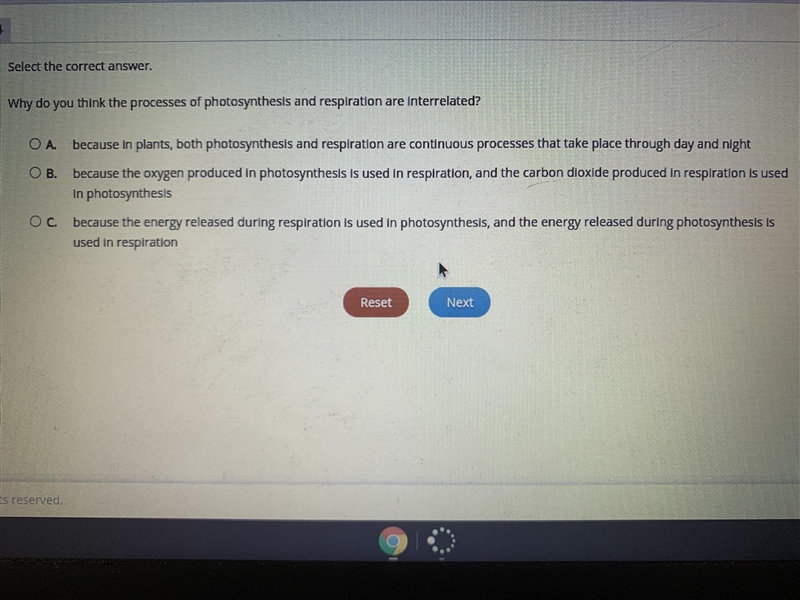 Why do you think the process of photosynthesis and respiration are interrelated?-example-1