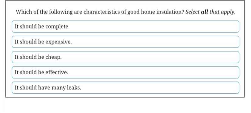 Characteristics of good home insulation :-example-1