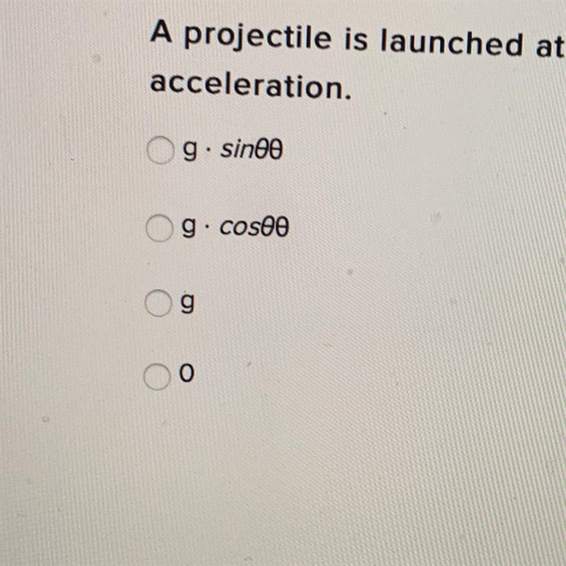 A projectile is launched at an angle into the air at velocity v and angle 0. Determine-example-1