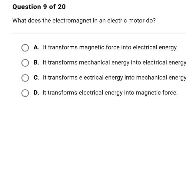 What does an electromagnet in an electric motor do? I need help asap-example-1