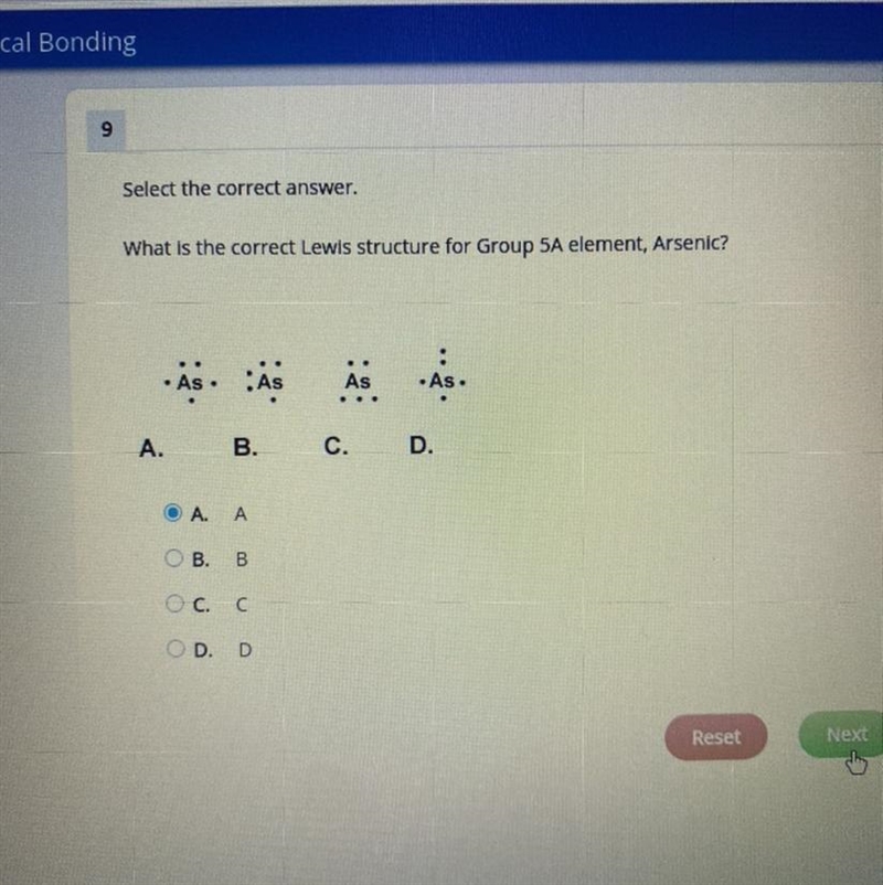 What is the correct Lewis structure for group 5A element, arsenic?-example-1