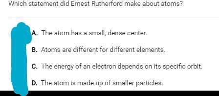 Which statement did Ernest Rutherford make about atoms?-example-1