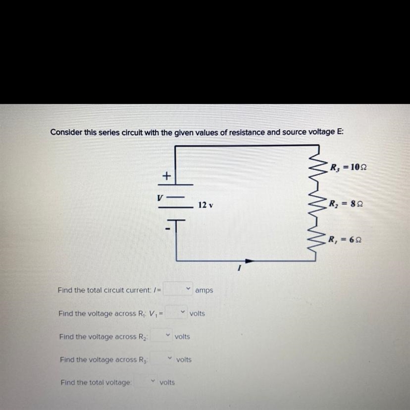 Consider this series circuit with the given values of resistance and source voltage-example-1