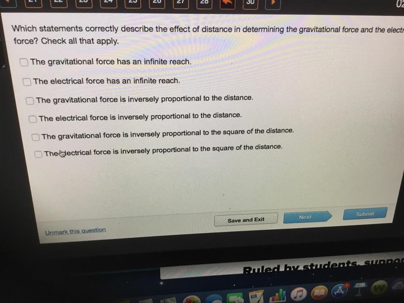 Please help! Which statements correctly describe the effect of distance in determining-example-1