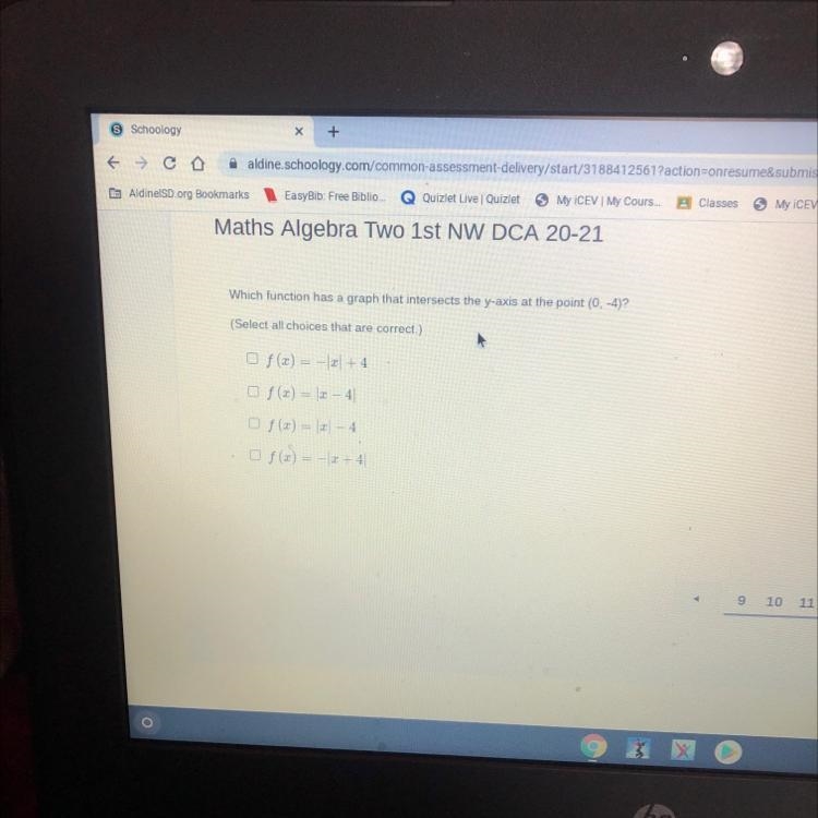 Which function has a graph that intersects the y-axis at the point (0-4)? Plz help-example-1