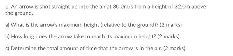 I need help understanding this question, so I know the arrow is traveling 80 meters-example-1