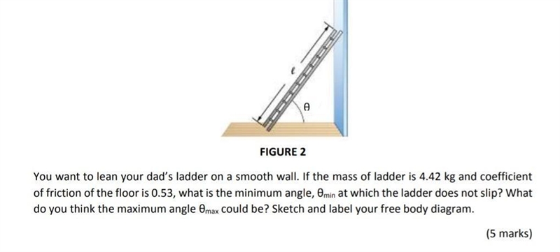 You want to lean your dad's ladder on a smooth wall. If the mass of ladder is 4.42 kg-example-1