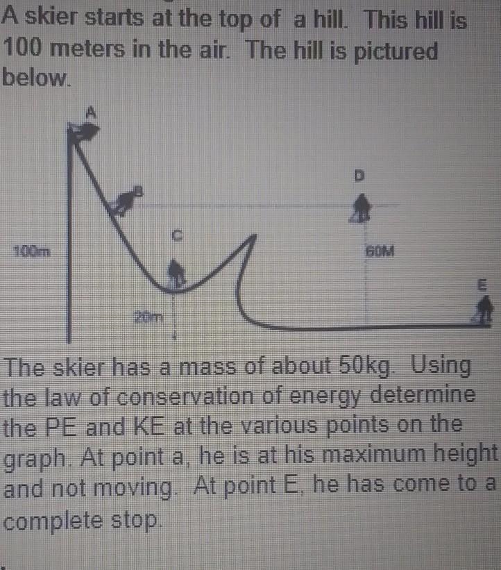 a skier starts at the top of a hill this hill is 100 meters in the air the hill is-example-1