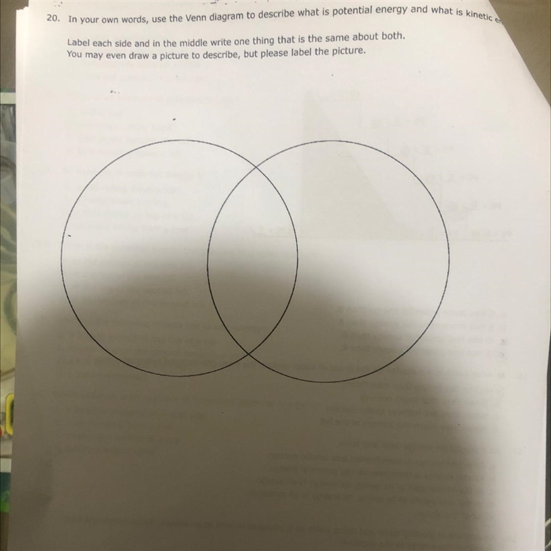 In your own words, use this Venn diagram to describe what is potential energy and-example-1