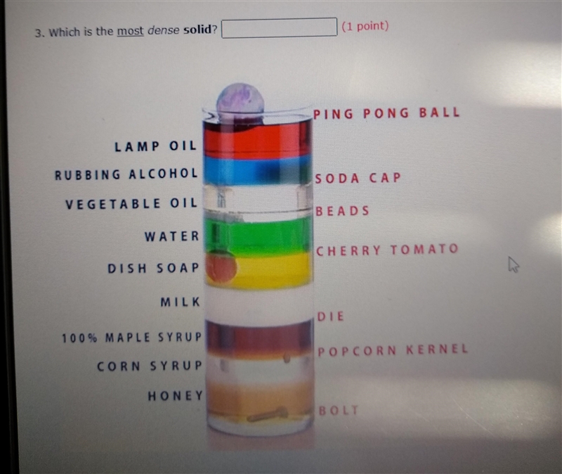 Which is the most dense solid?-example-1