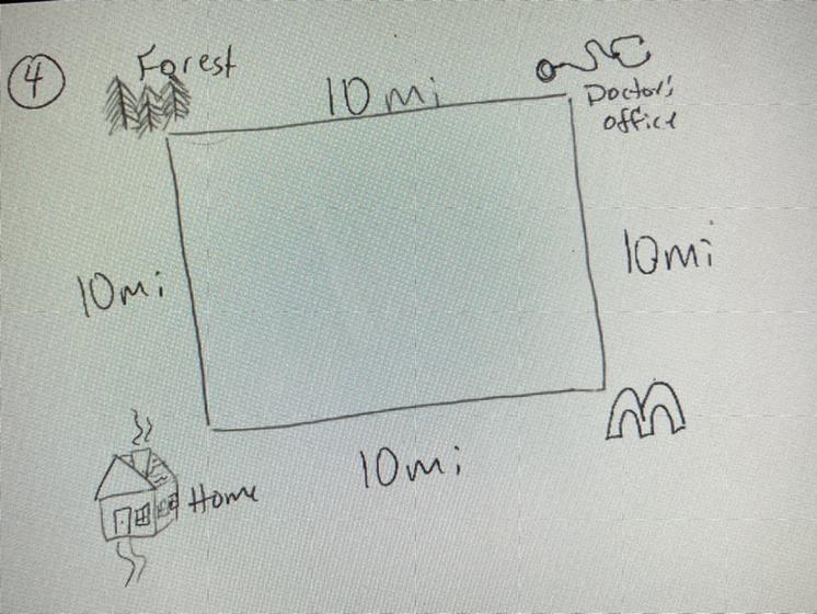 What is the displacement from the forest to the doctor’s office?-example-1