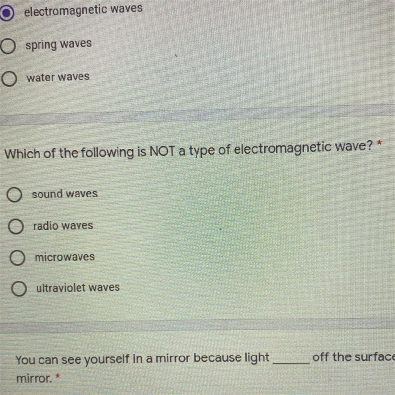 Which of the following is NOT a type of electromagnetic wave?-example-1