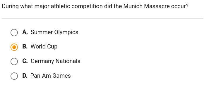 During what major athletic competition did the Munich Massacre occur?-example-1