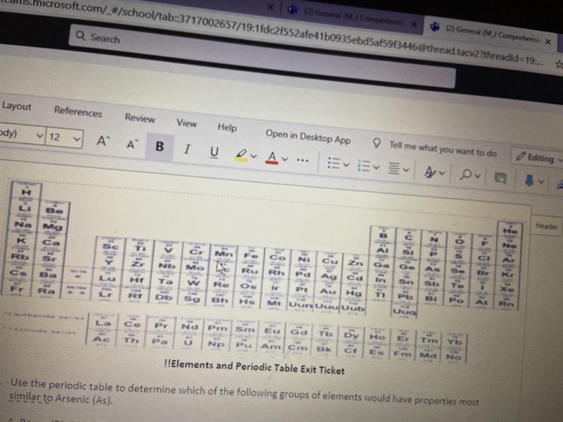 1. Use the periodic table to determine which of the following groups of elements would-example-1