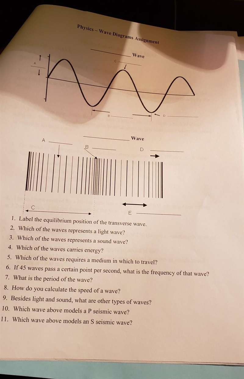 Physics - Wave Diagrams Assignment Wave Wave B CAN SOMEONE HELP ME LOL-example-1