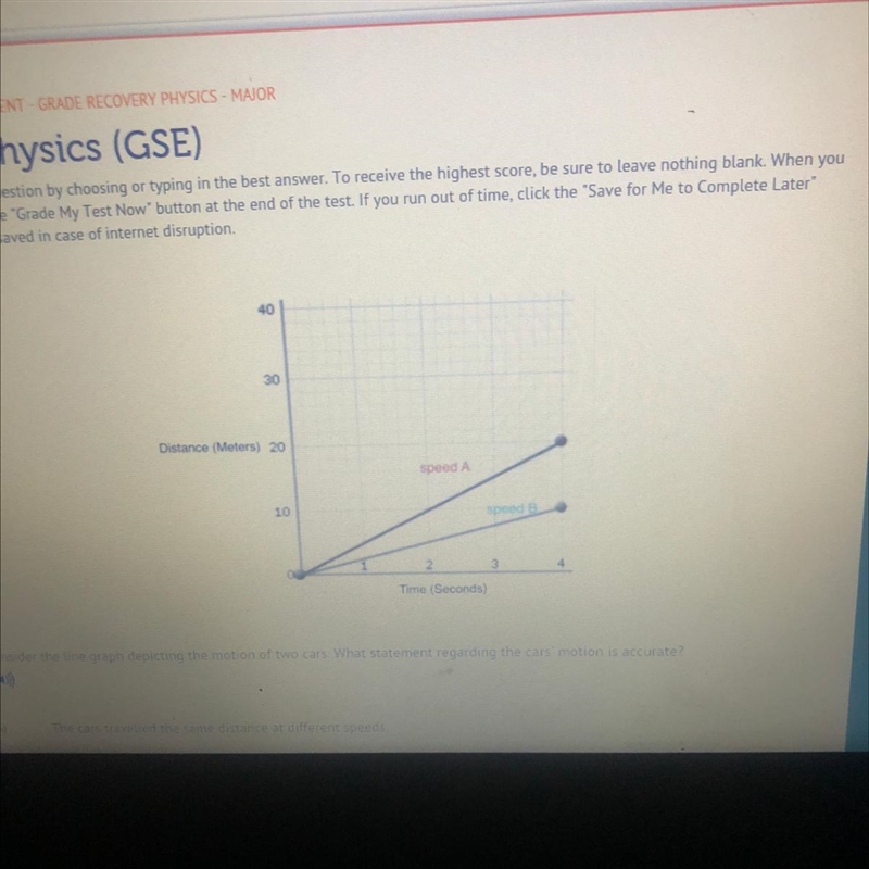 Consider the line graph depicting the motion of two cars. What statement regarding-example-1