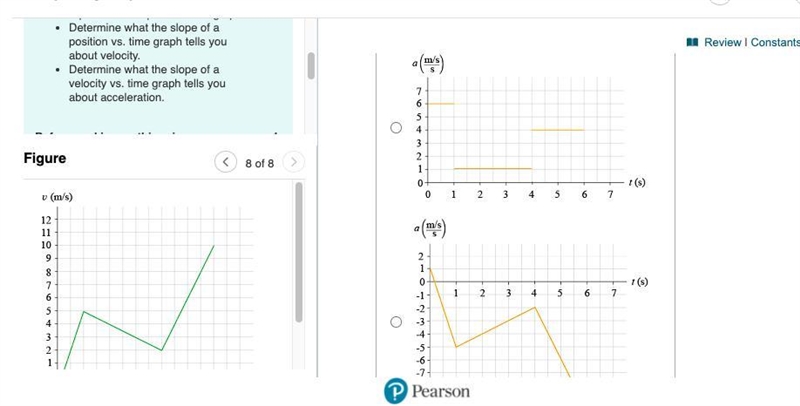 Which is the correct acceleration vs. time graph for the velocity vs. time graph shown-example-1