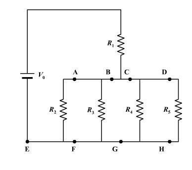 The circuit to the right consists of a battery ( V 0 = 64.5 V) (V0=64.5 V) and five-example-1