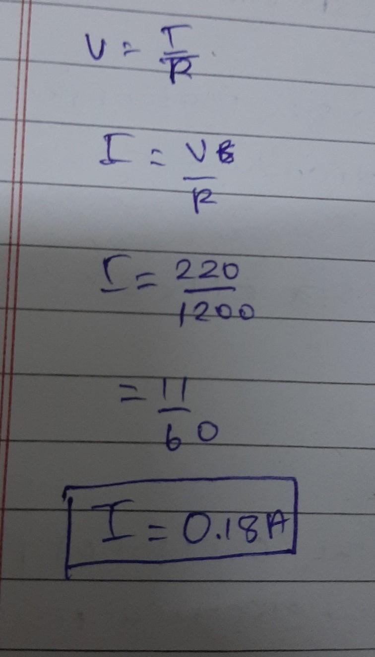 how much current will pass through an electric bulb from 220v source if the resistance-example-1