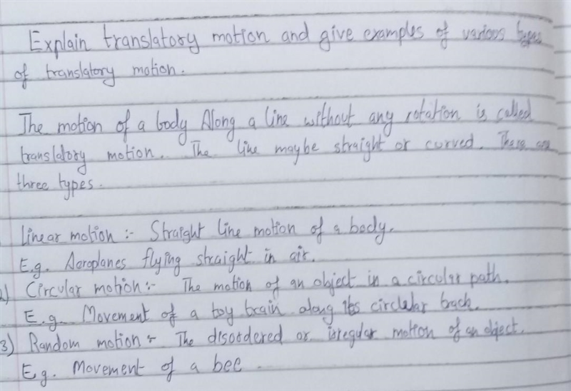 Explain translatory motion and give examples of various types of translatory motion-example-1