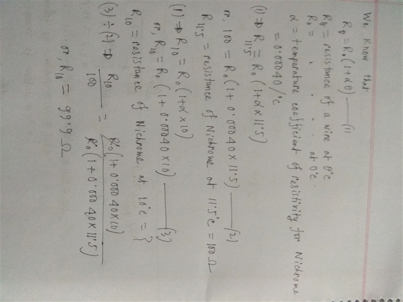 A Nichrome (TM) wire has a resistance of 100.00 Ω at 11.5ºC. What is the resistance-example-1