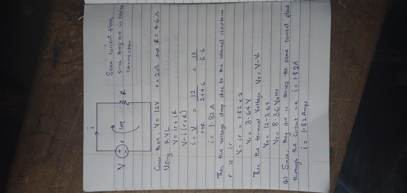 A battery has a terminal voltage of 12.0 V when no current flows. Its internal resistance-example-1