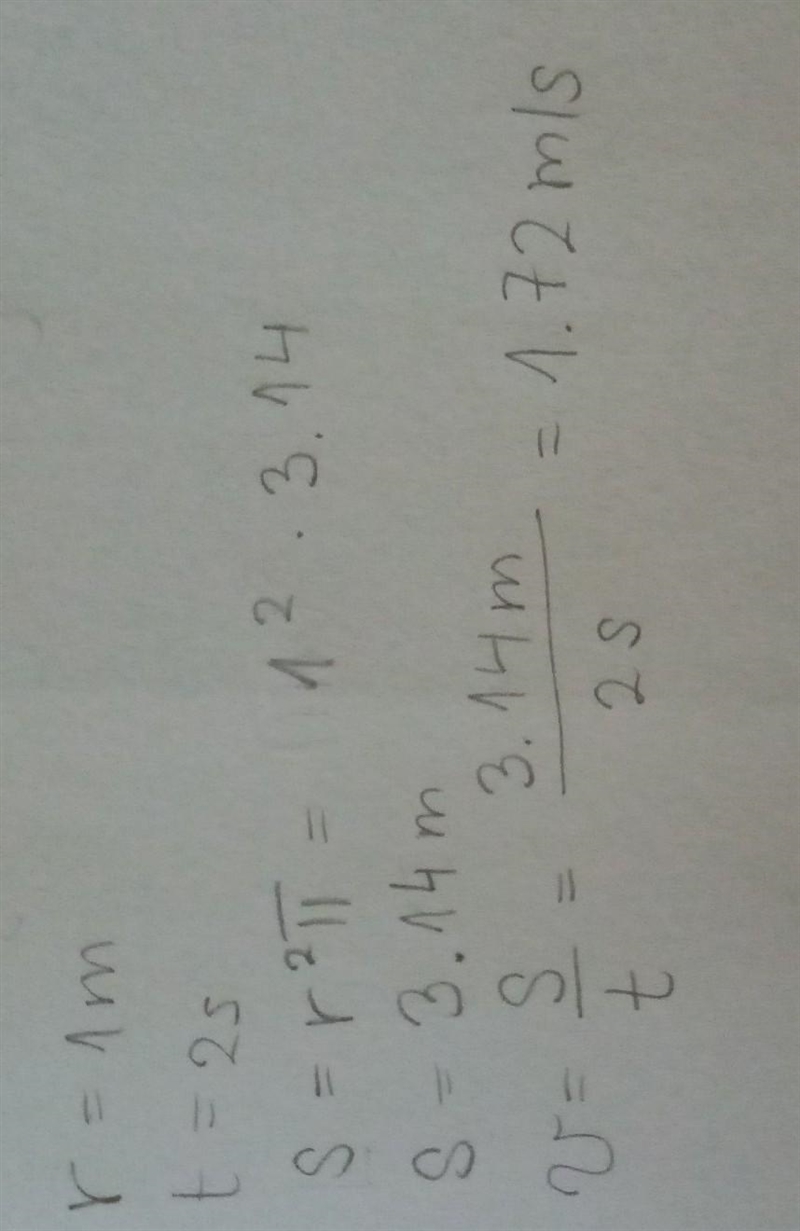 A body moves on a circular path of radius 1m. It completes one circle in 2 sec find-example-1