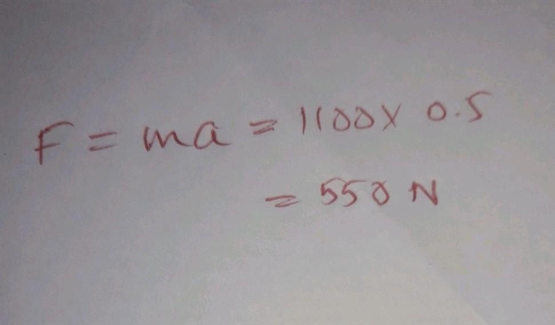 What force would be required to accelerate a 1,100kg car to 0.5 m/s2-example-1