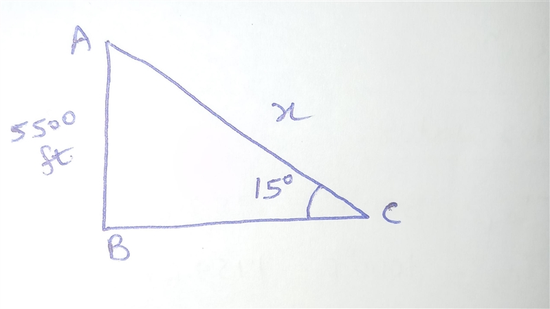 A straight trail with a uniform inclination of 15 degrees leads from a lodge at an-example-1