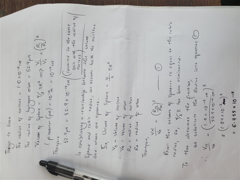 What fraction of the space within the atom is occupied by the nucleus?-example-1